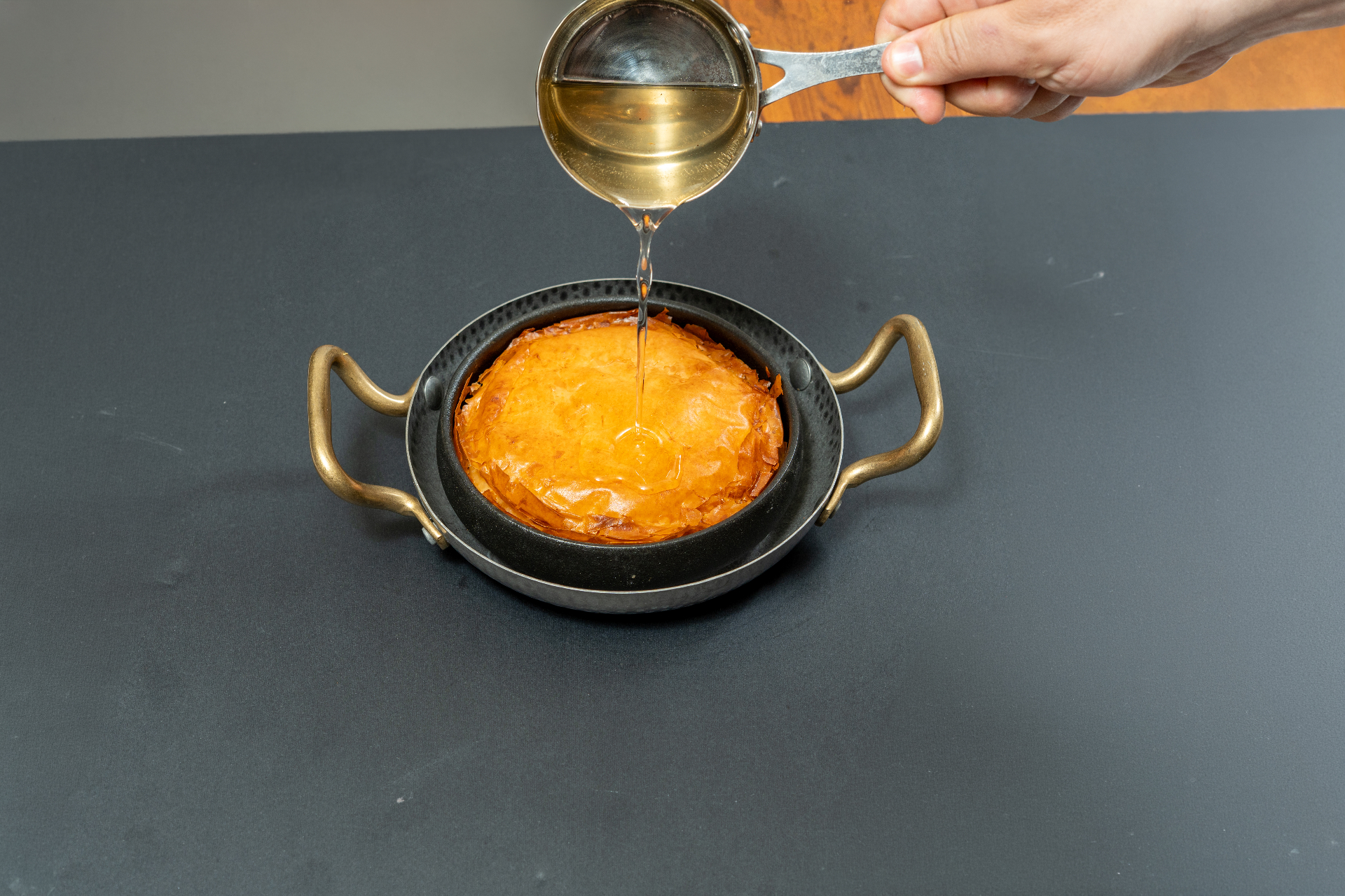 Baklava with syrup poured over