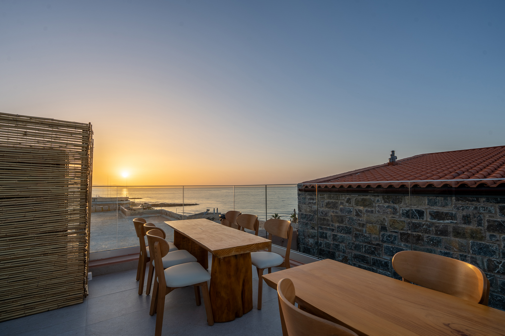 Rooftop terrace at sunset